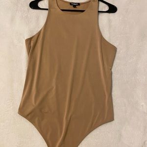 Express Body Contour Double Layer High Neck Thong Bodysuit